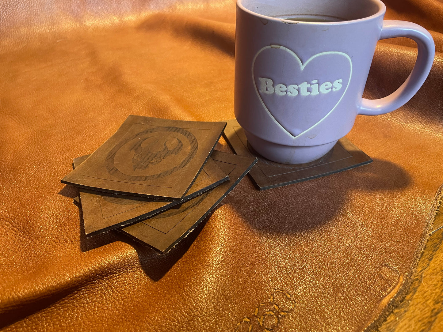 4 piece Leather Coaster set